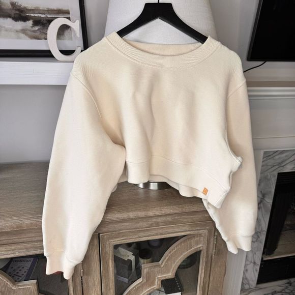 Varley Sweaters - Varley Albata Cream Ribbed Crop Pullover Sweater Women’s Size Medium